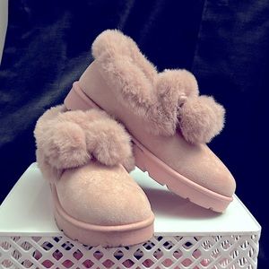 Pink Fluffy ankle Boots